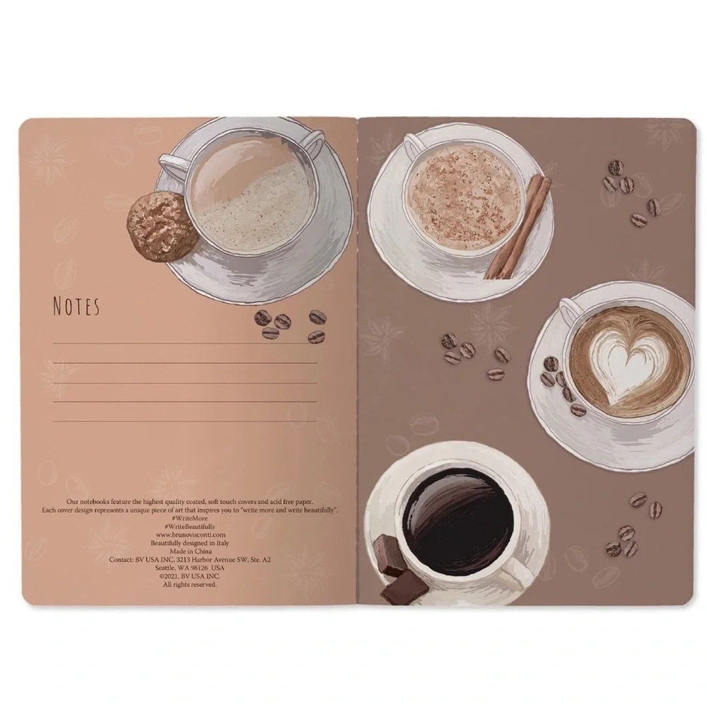 BV by Bruno Visconti Soft Touch A5 Notebook - Latte Art Cappuccino - lovely gift